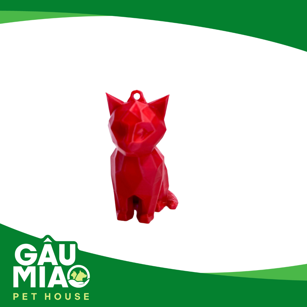 Móc khoá, balo-Tượng mèo ngồi low poly