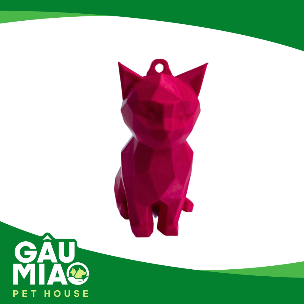 Móc khoá, balo-Tượng mèo ngồi low poly