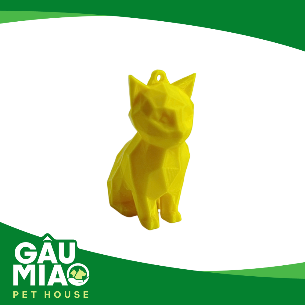 Móc khoá, balo-Tượng mèo ngồi low poly