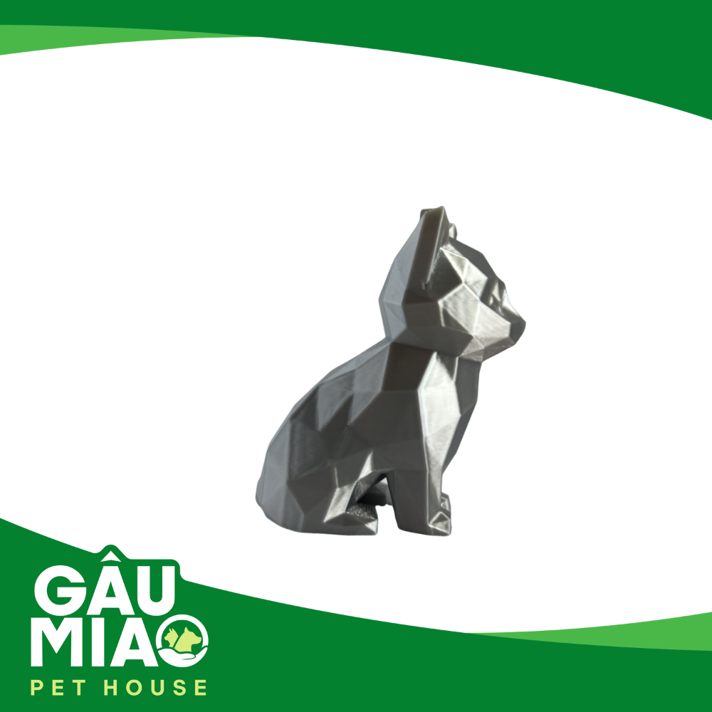 Móc khoá, balo-Tượng mèo ngồi low poly