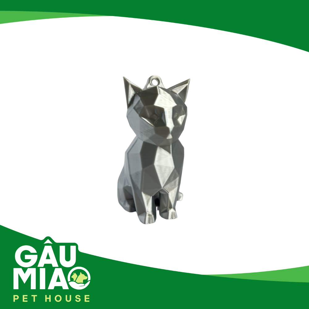 Móc khoá, balo-Tượng mèo ngồi low poly