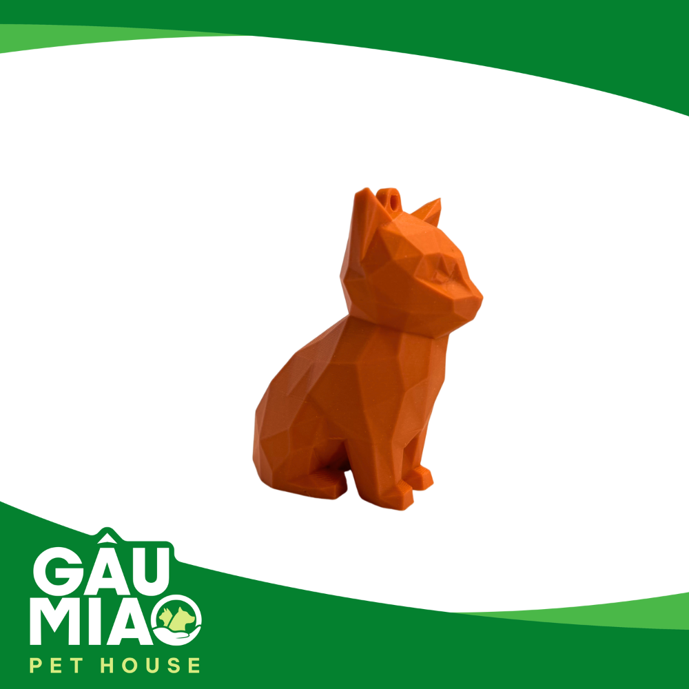 Móc khoá, balo-Tượng mèo ngồi low poly