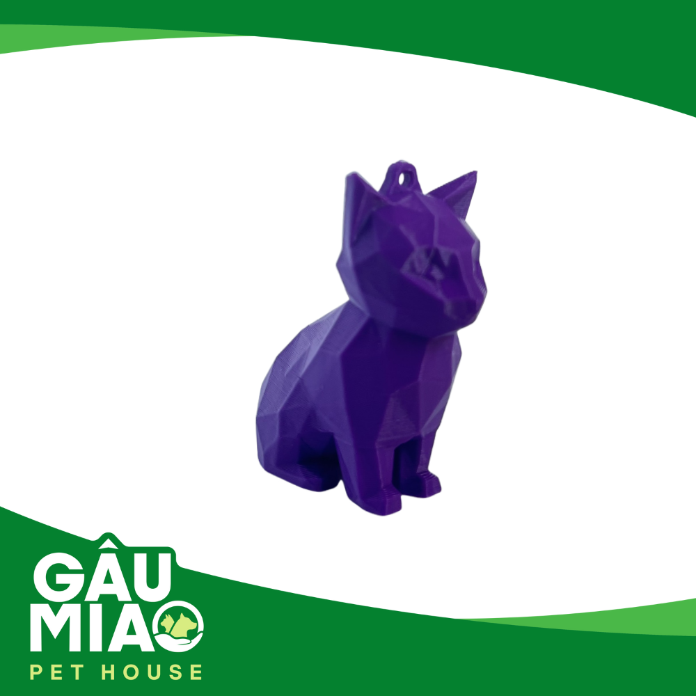 Móc khoá, balo-Tượng mèo ngồi low poly