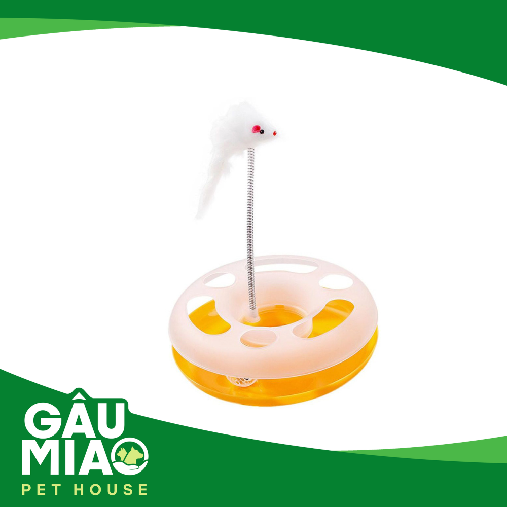 Đồ chơi banh lăn tròn kèm chuột lò xo cho mèo JJFC4826 25*25*8cm