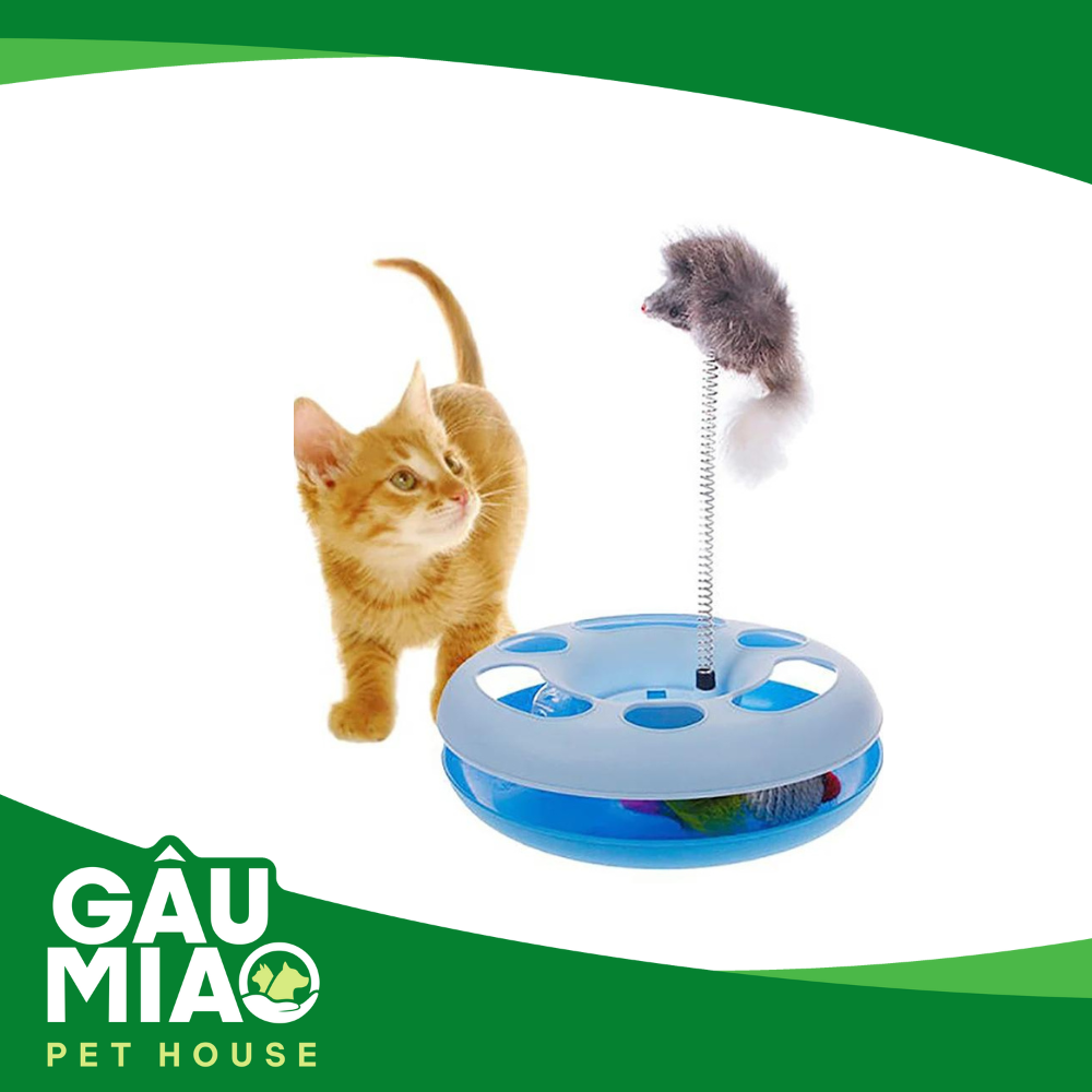 Đồ chơi banh lăn tròn kèm chuột lò xo cho mèo JJFC4826 25*25*8cm
