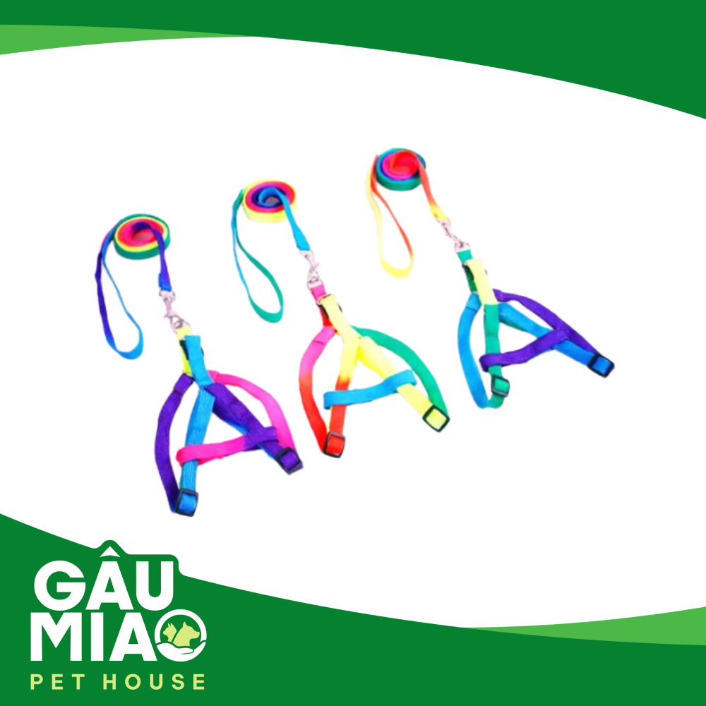 Yếm + dây dắt 7 màu QY-138 1cm - size S