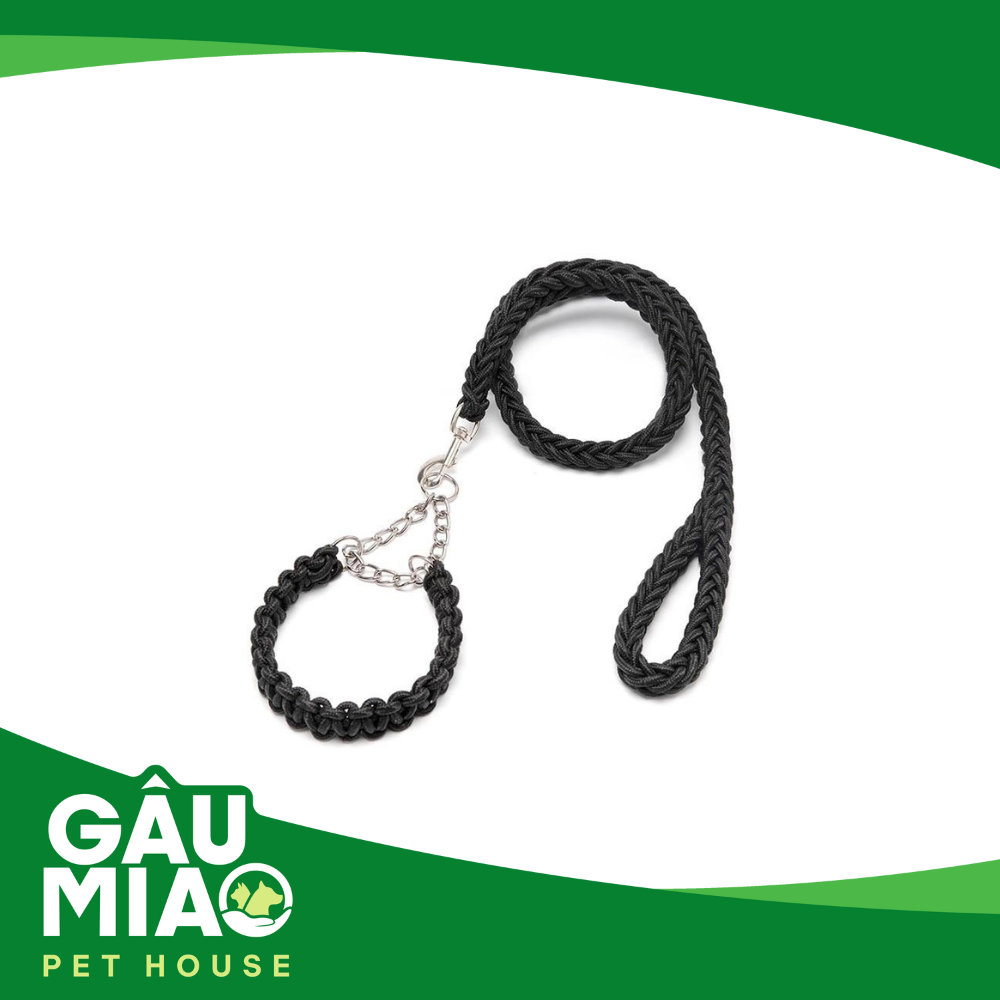 Vòng cổ + dây dắt dây thừng bện