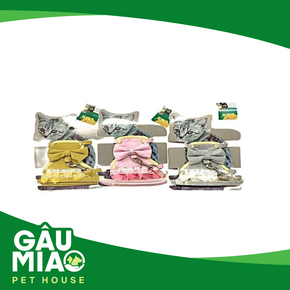 Yếm đầm nơ ren + dây dắt ( QY-133 ) - 1cm