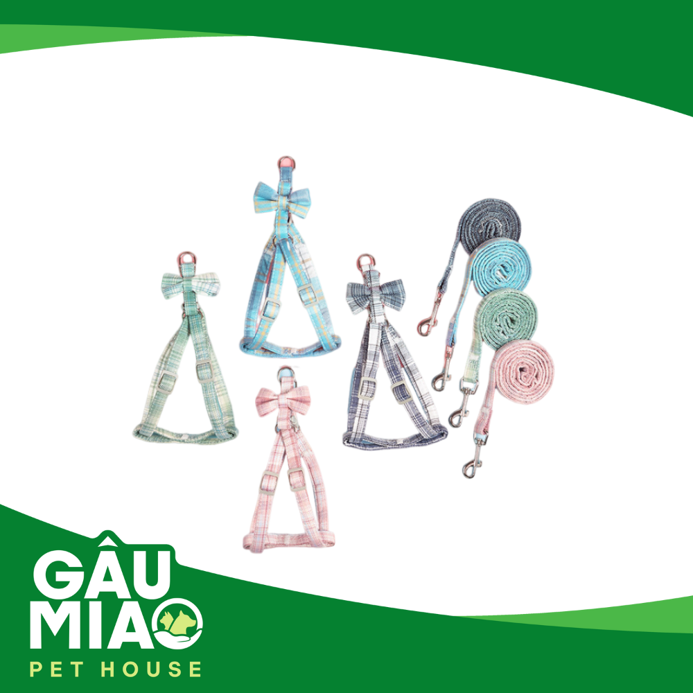 Yếm + dây dắt caro nơ