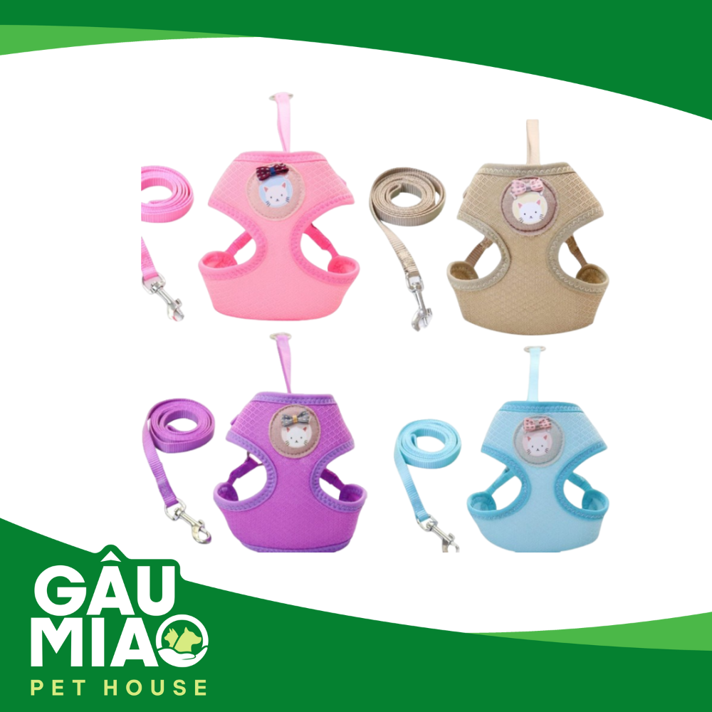 Bộ dây dắt +yếm lưới hình gấu