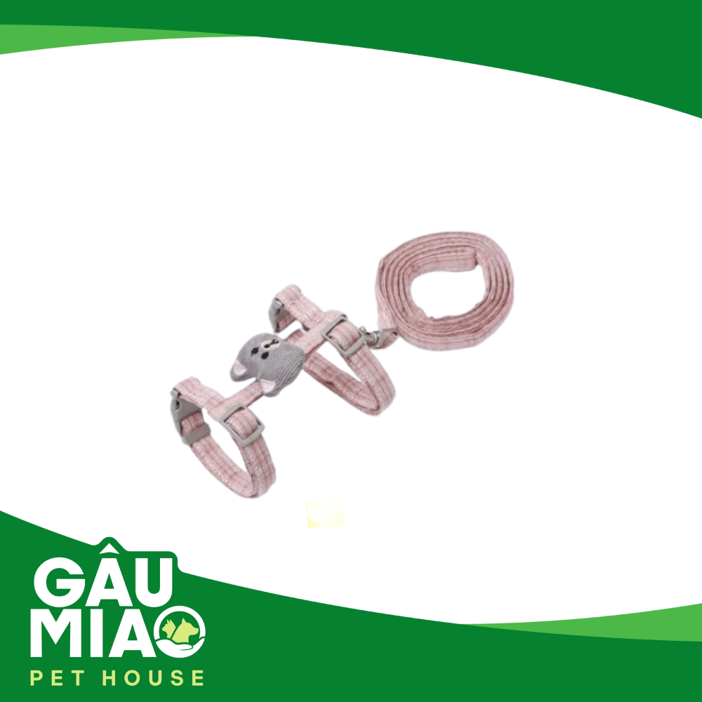 Bộ yếm + dây dắt caro gấu bông