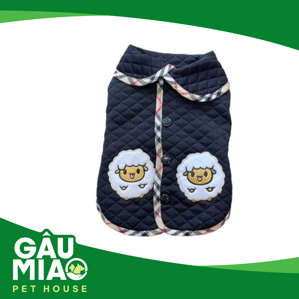 Áo khoác thun sát nách thêu hình cừu