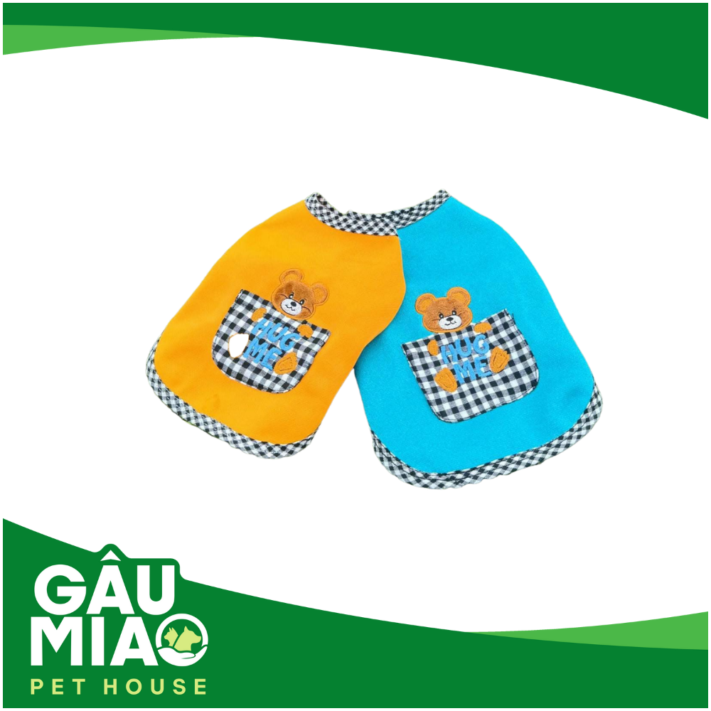 Áo nỉ sát nách gấu viền caro