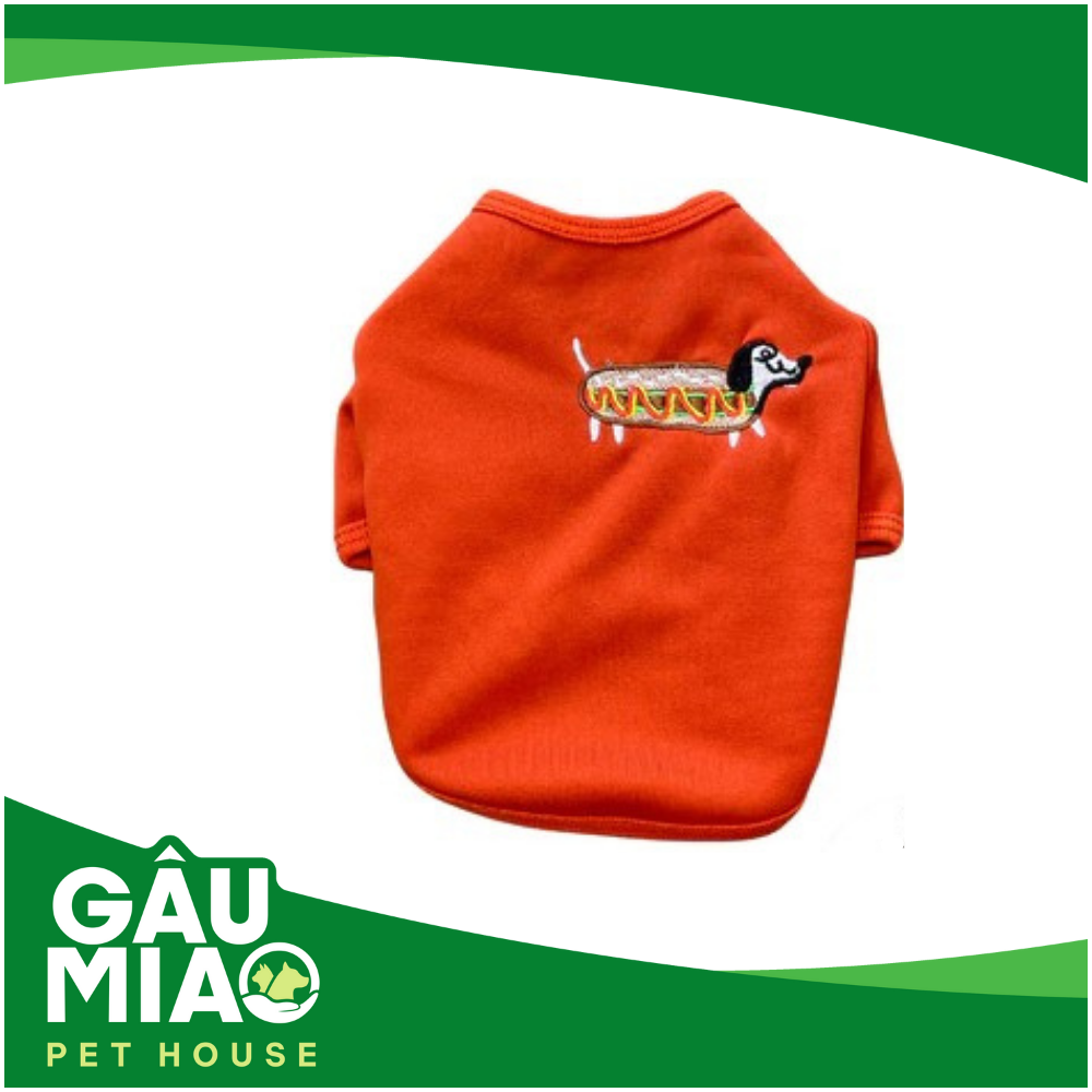 Áo nỉ có tay chó xúc xích cam
