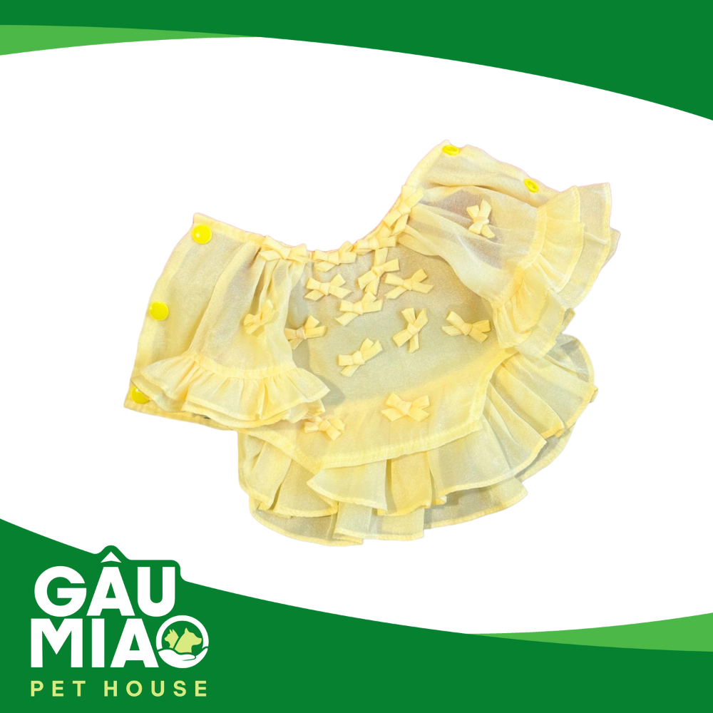 Váy voan đính nơ - vàng