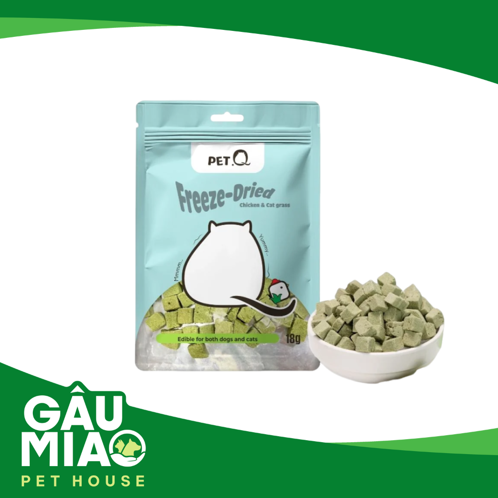 PetQ Freeze - Dried - Gà & cỏ mèo sấy
