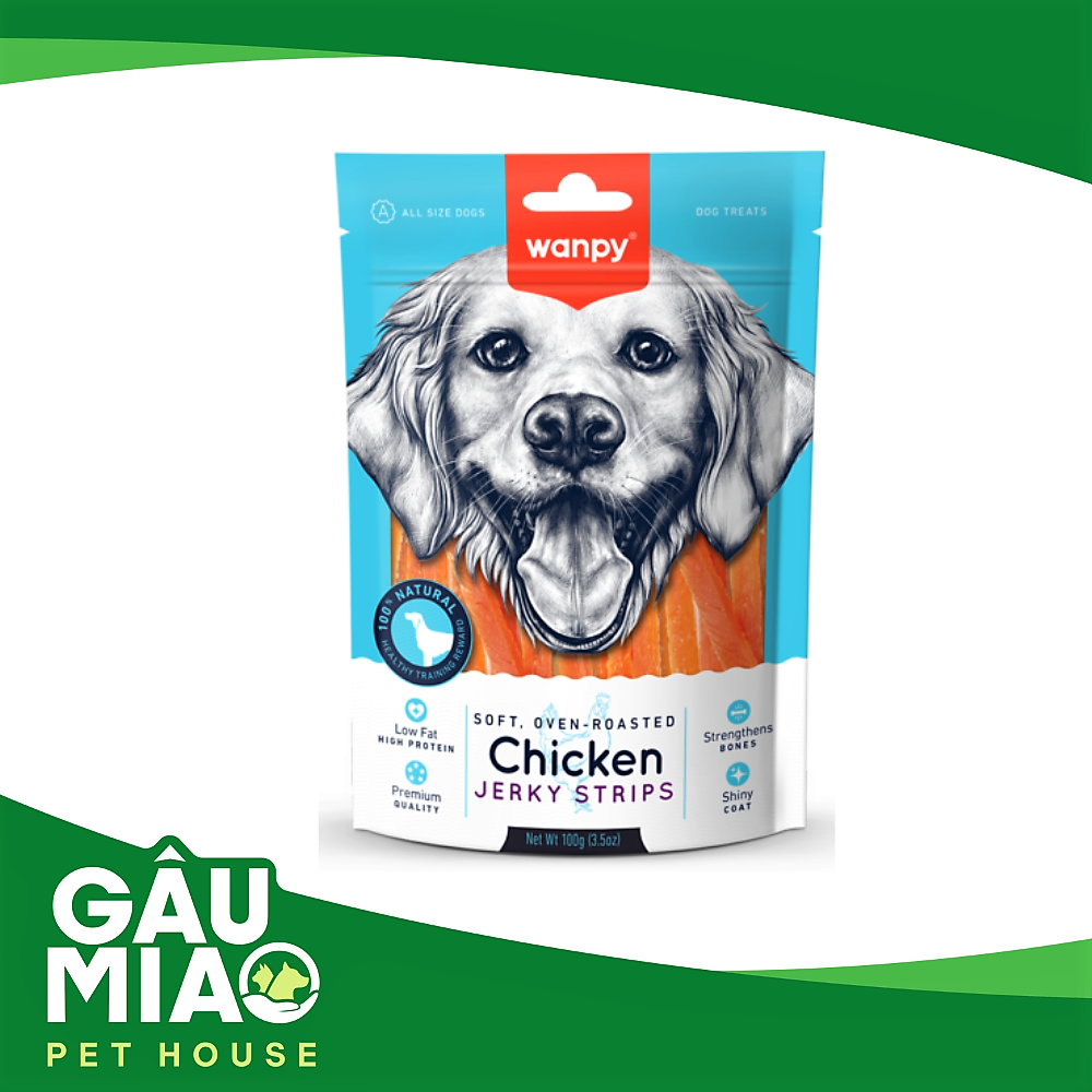 Wanpy Soft Chicken Jerky Strips-Thịt gà sấy mềm cho chó 100g