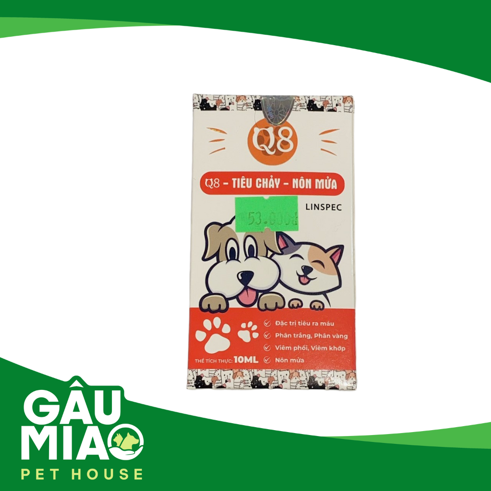 Thuốc uống đặc trị tiêu chảy-nôn mửa chó mèo Q8 10ml