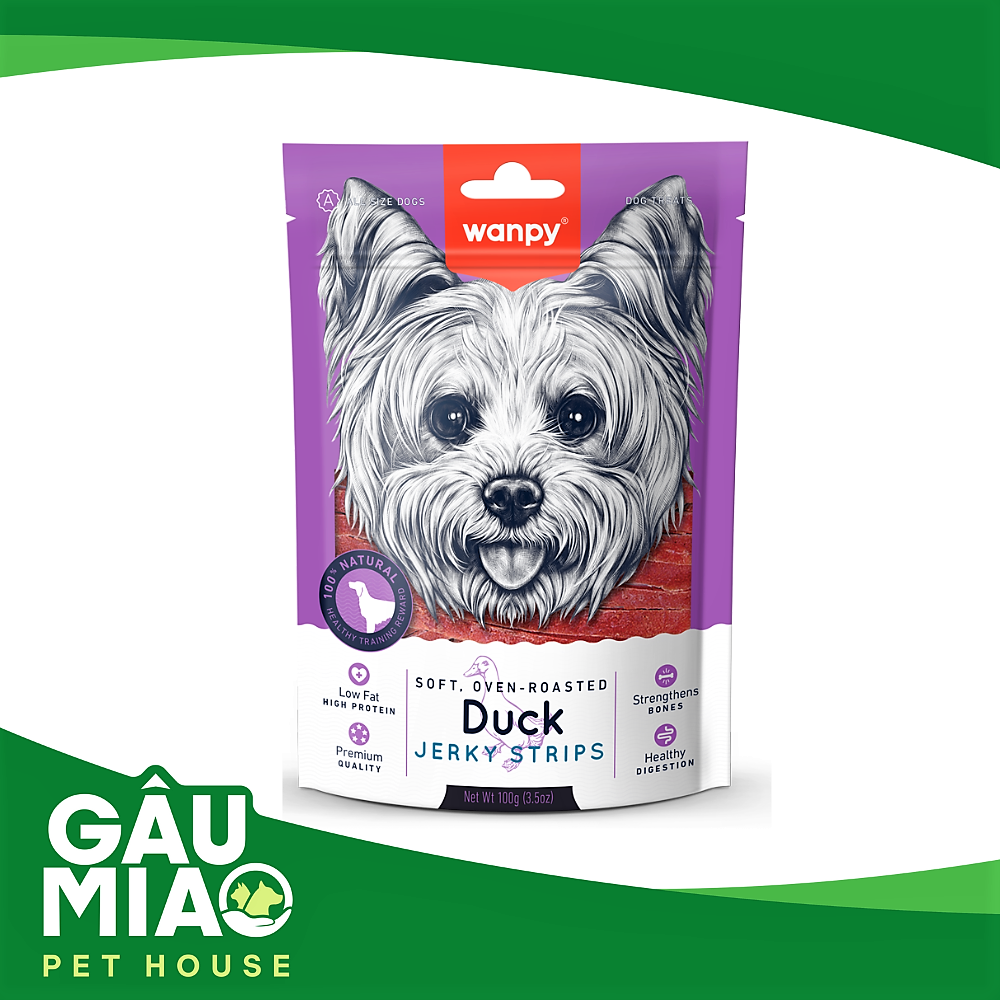 Wanpy Soft Duck Jerky Strips - Thịt vịt sấy mềm cho chó 100g