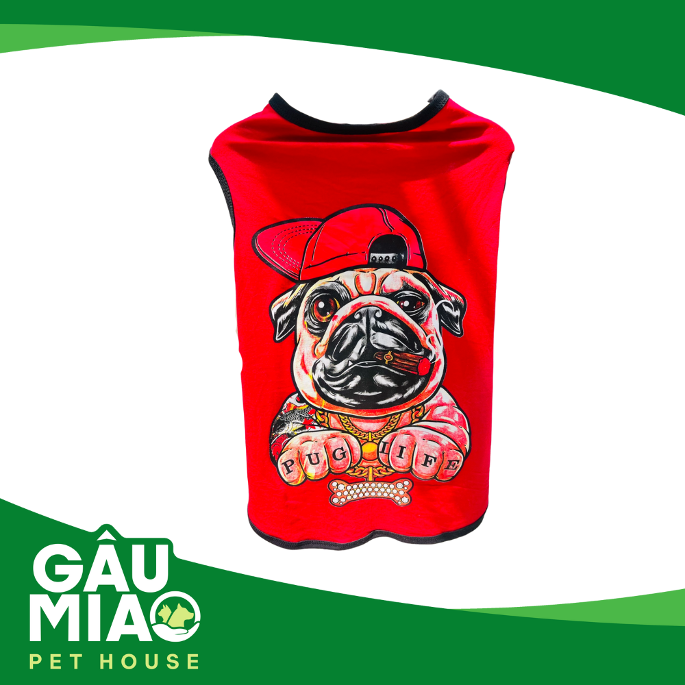 Áo thun sát nách - Chó Pug xăm hình