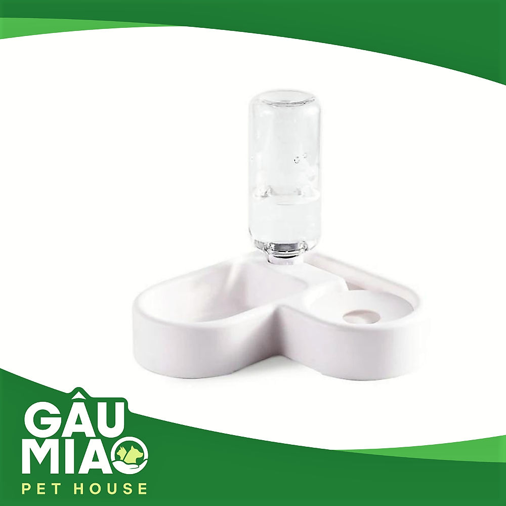 Khay ăn+uống hình trái tim chống ướt cằm (có bình)