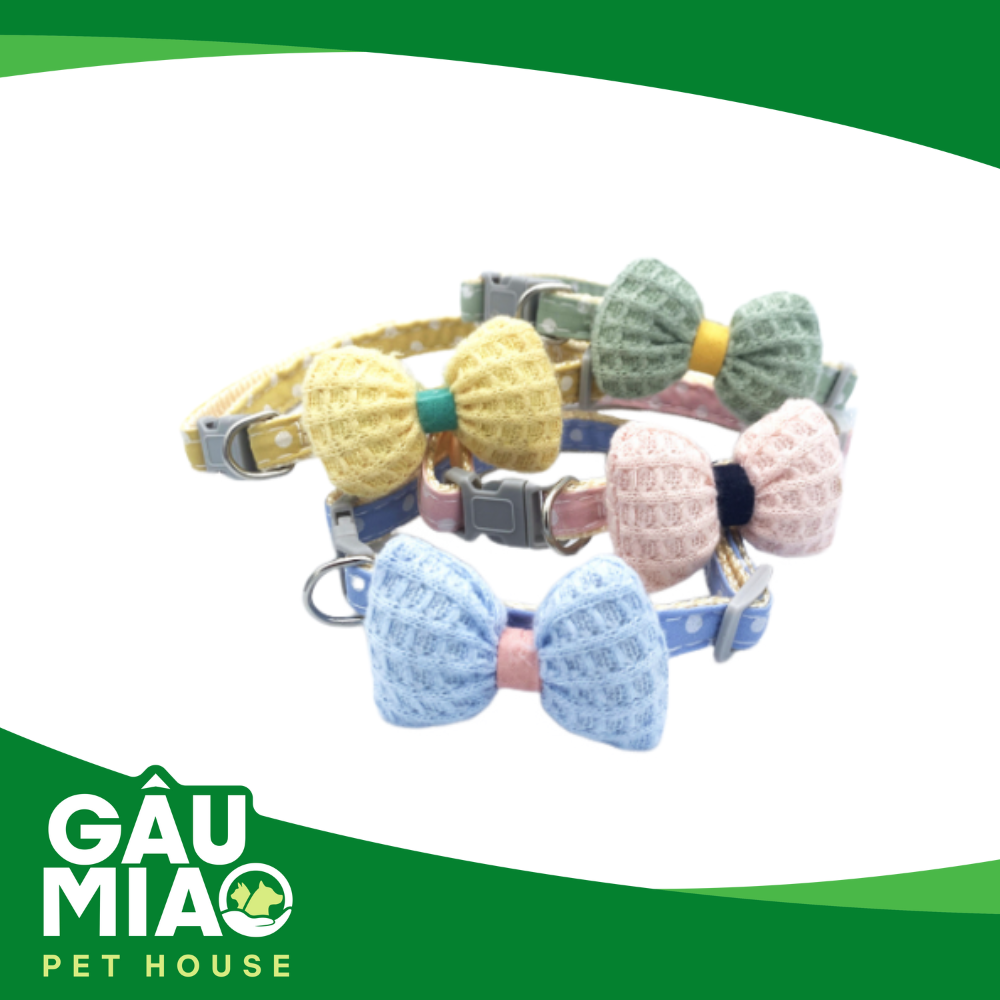 Vòng cổ chó mèo nơ nhồi bông 1cm