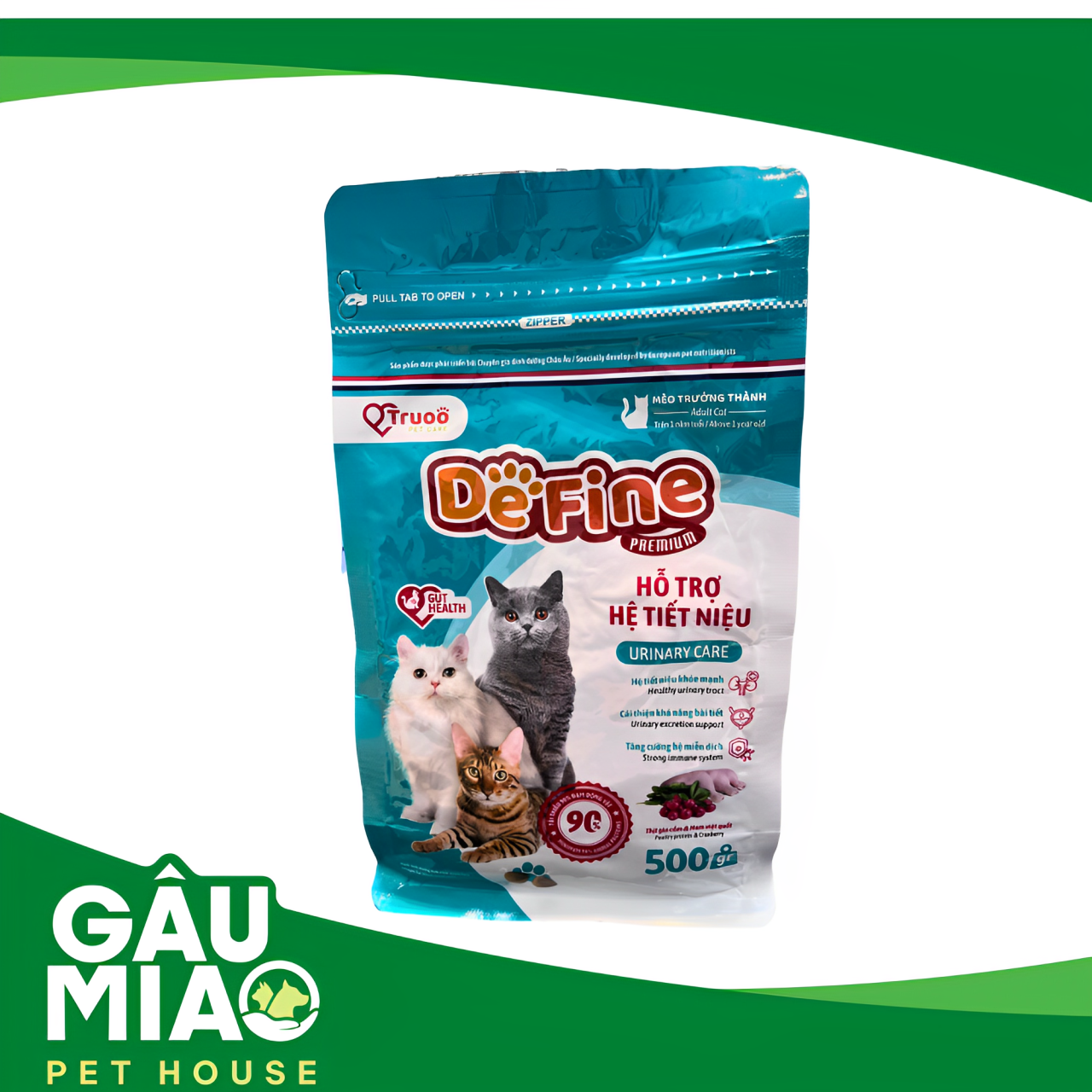 DeFine - Thức ăn hạt cho mèo trưởng thành - Hỗ trợ hệ tiết niệu 500g