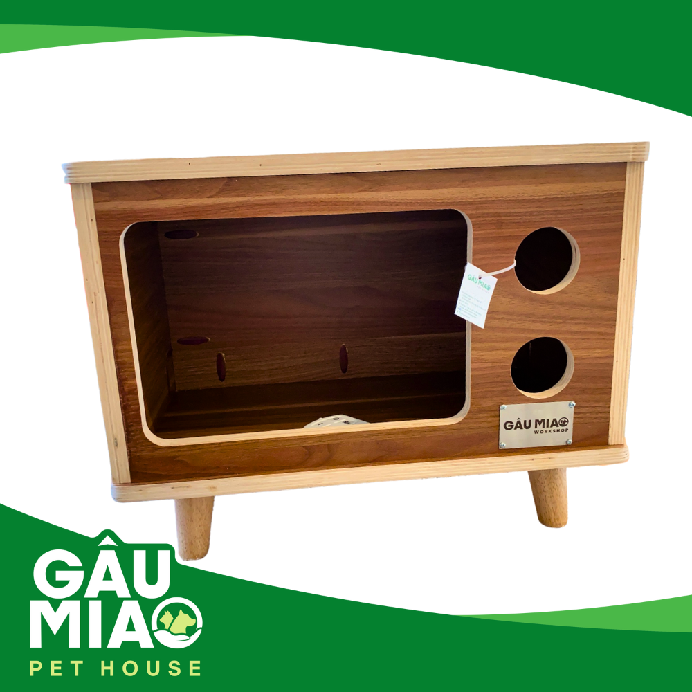 Nhà gỗ tivi cho chó mèo 56* 32.5*44cm
