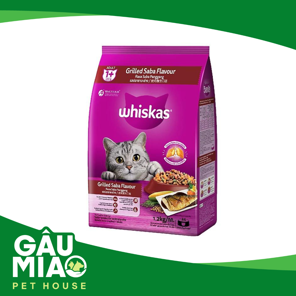 Whiskas Adult Saba - Thức ăn hạt cho mèo trưởng thành vị cá Saba nướng