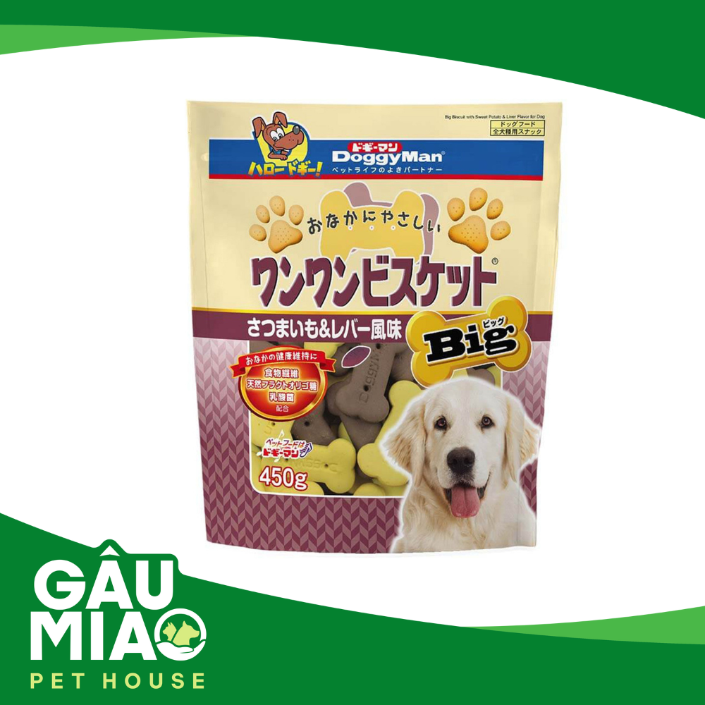 DoggyMan - Bánh quy lớn vị gan, khoai lang cho chó - 450g
