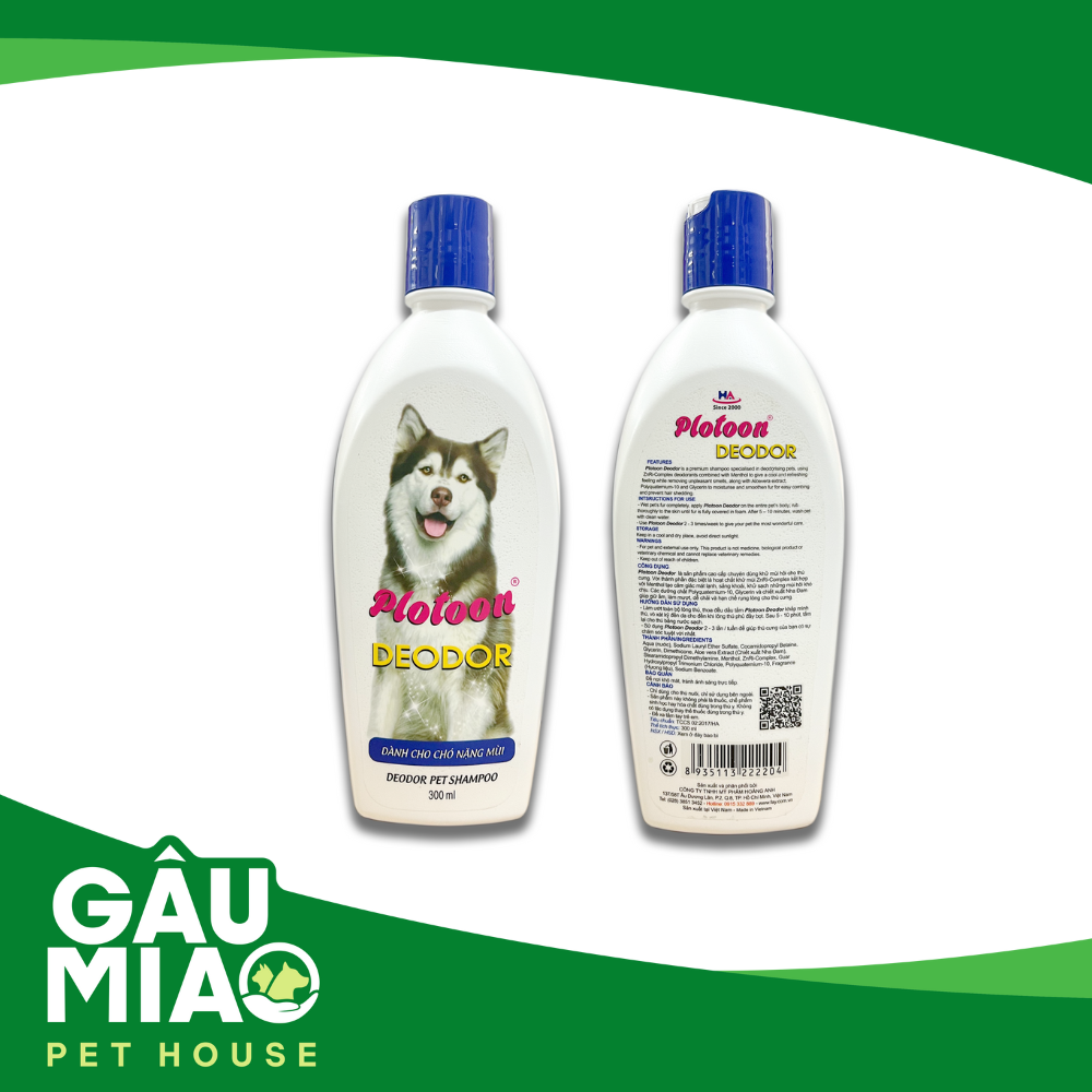 Plotoon Deodor 300ml - Sữa tắm khử mùi hôi chó mèo