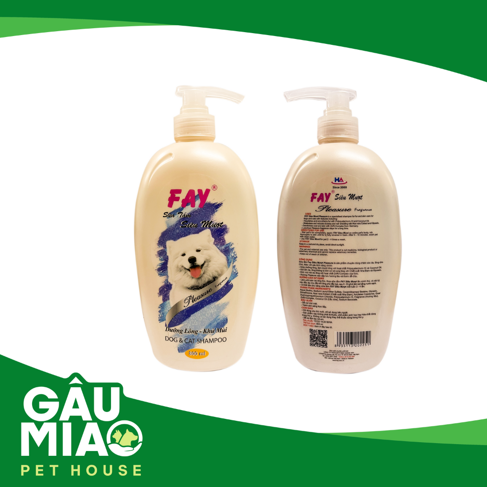 Fay Siêu mượt Pleasure - Sữa tắm dưỡng lông, khử mùi chó mèo