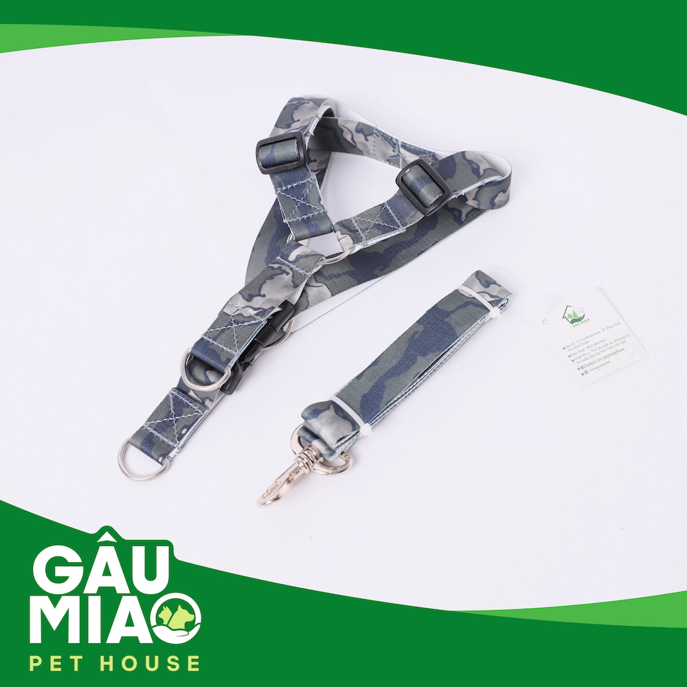 Bộ dắt + yếm rằn ri quân đội 2.5cm