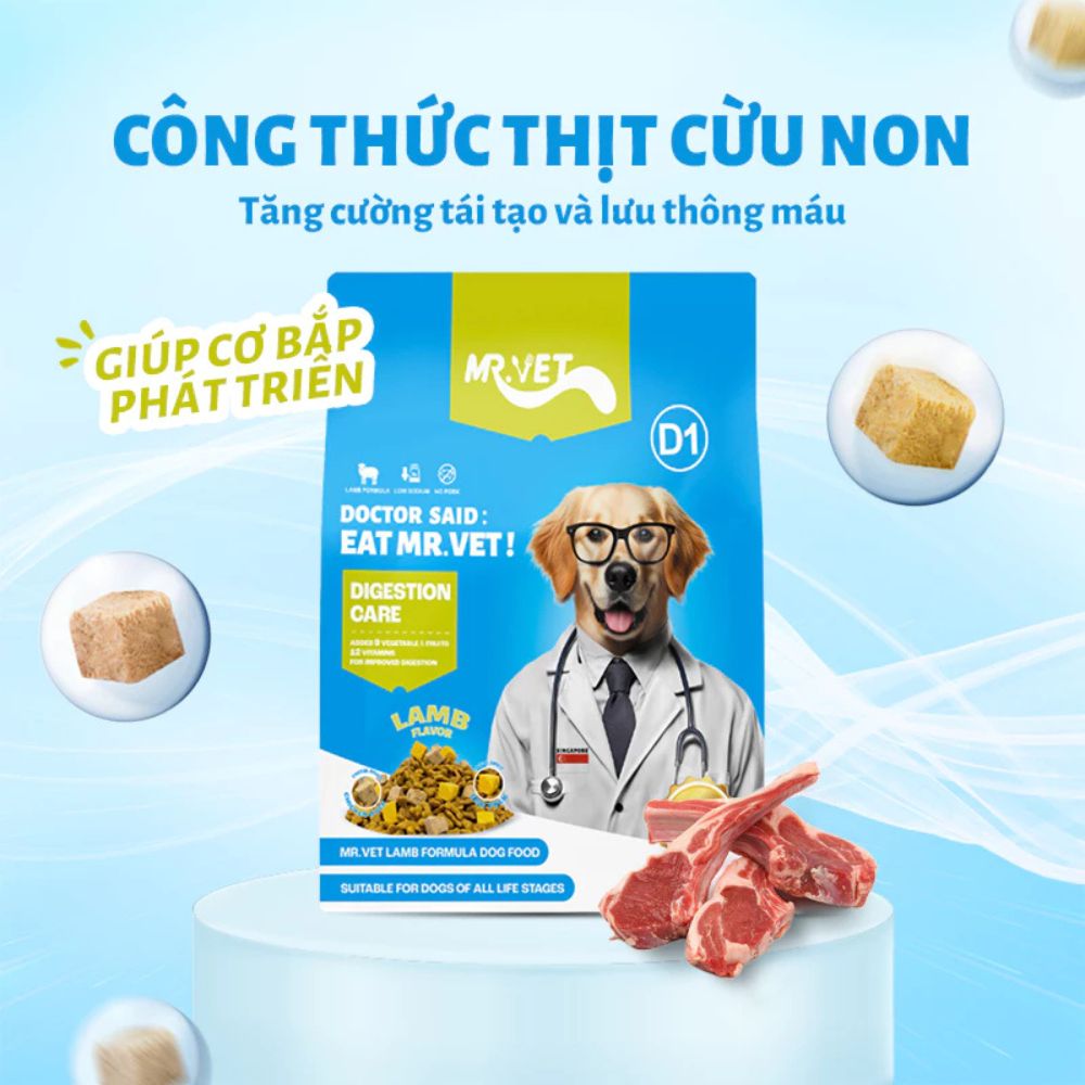 Mr.Vet D1 - Thức ăn cho chó-Thịt cừu-1.4kg