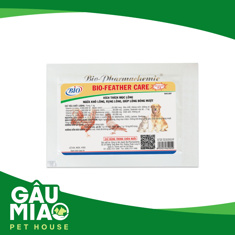 BIO-FEATHER CARE 5g - Kích thích mọc lông, dưỡng da lông