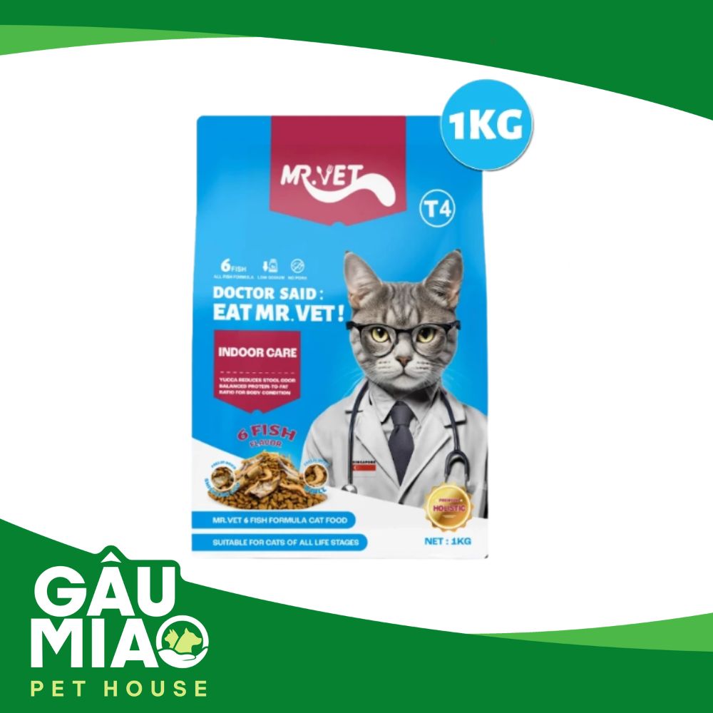 Mr.Vet T4-Thức ăn hạt cho mèo-6 loại cá-1kg