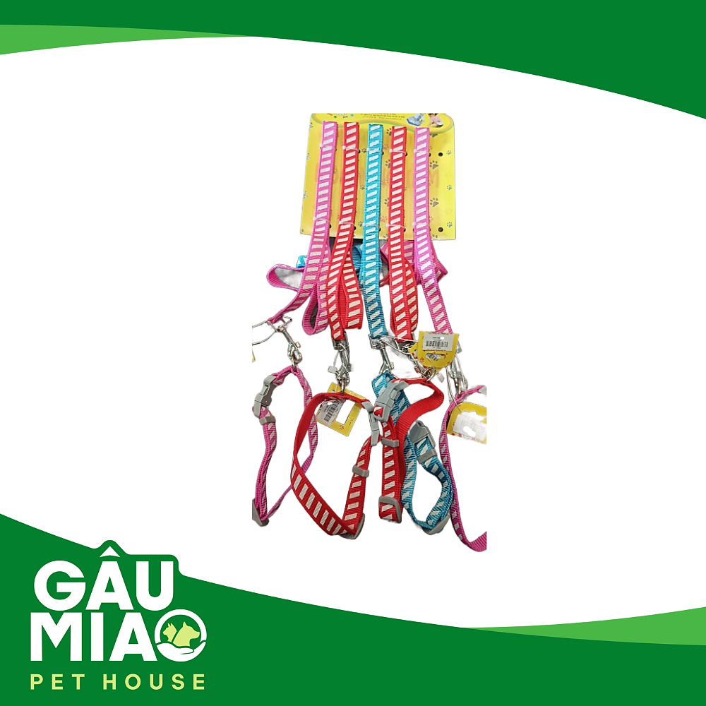 Bộ dắt+vòng cổ HK Sọc trắng