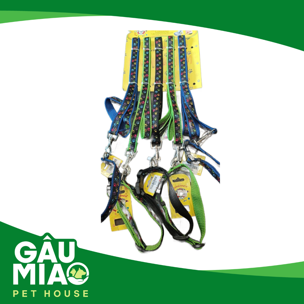 Bộ dắt+vòng cổ HK  Dấu chân 7 màu s.L