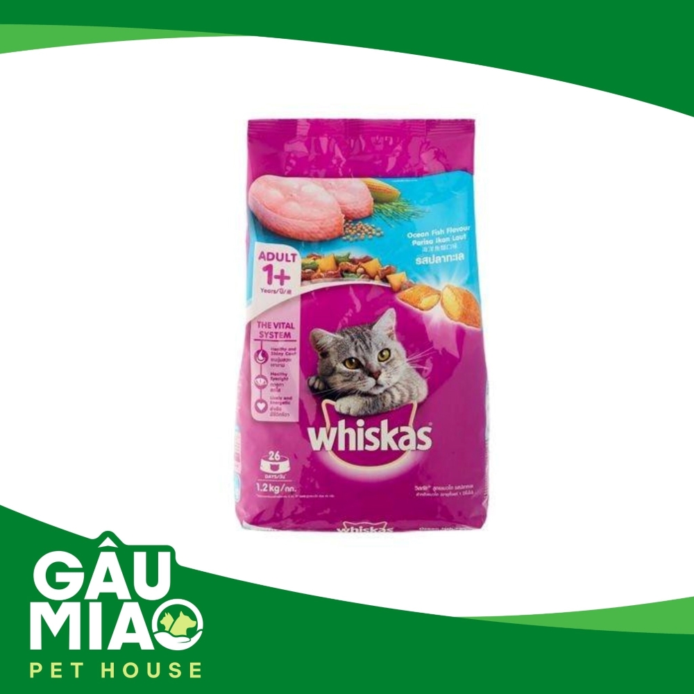 Whiskas Adult Cat Ocean Fish - Thức ăn hạt mèo trưởng thành vị cá biển
