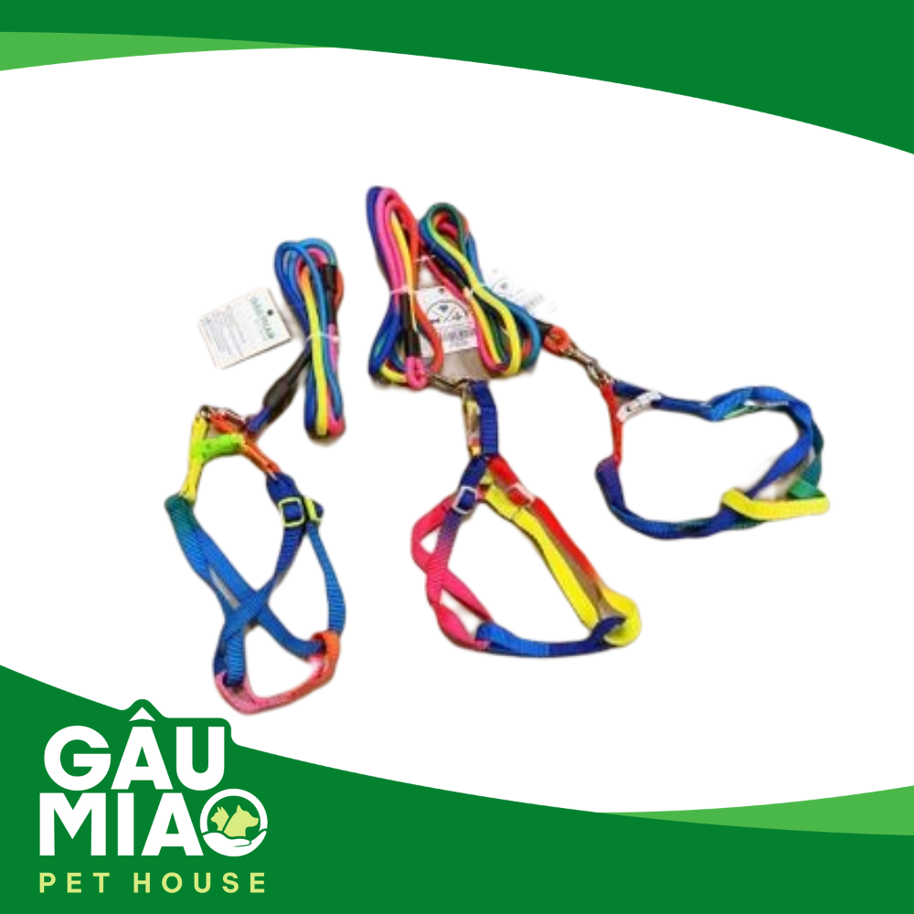 HK-Bộ dây dắt tròn + yếm ngũ sắc