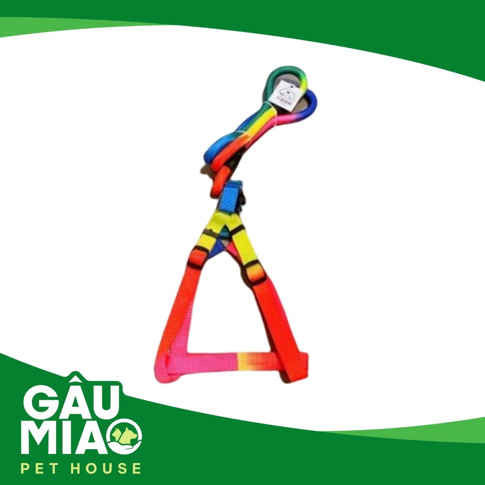 HK-Bộ dây dắt tròn + yếm ngũ sắc