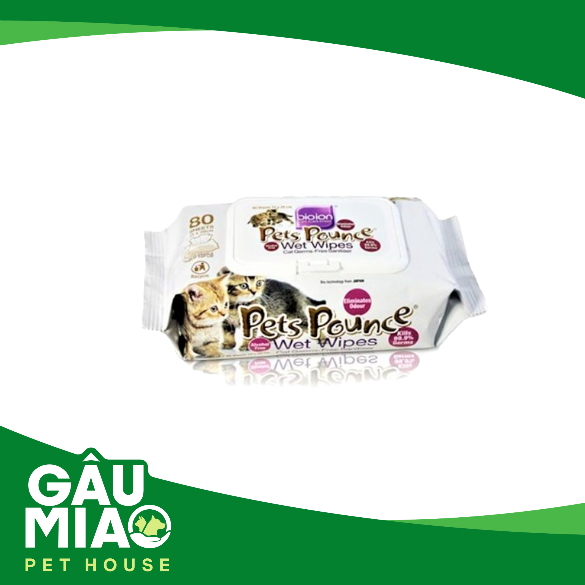 Bioion Pets Pounce Wet wipes 80 miếng