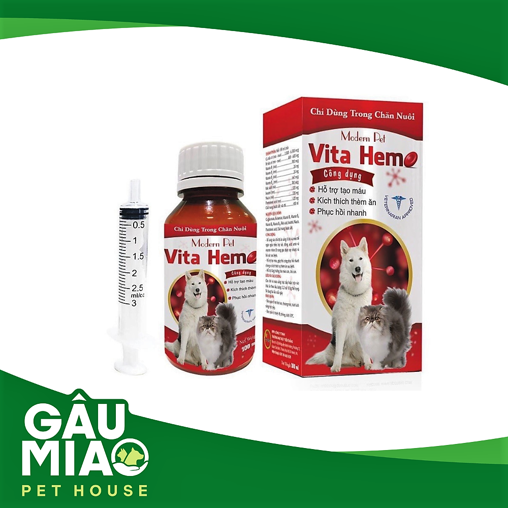 Vita Hemo Thức ăn bổ sung vitamin, khoáng& acid amin chó mèo 100ml