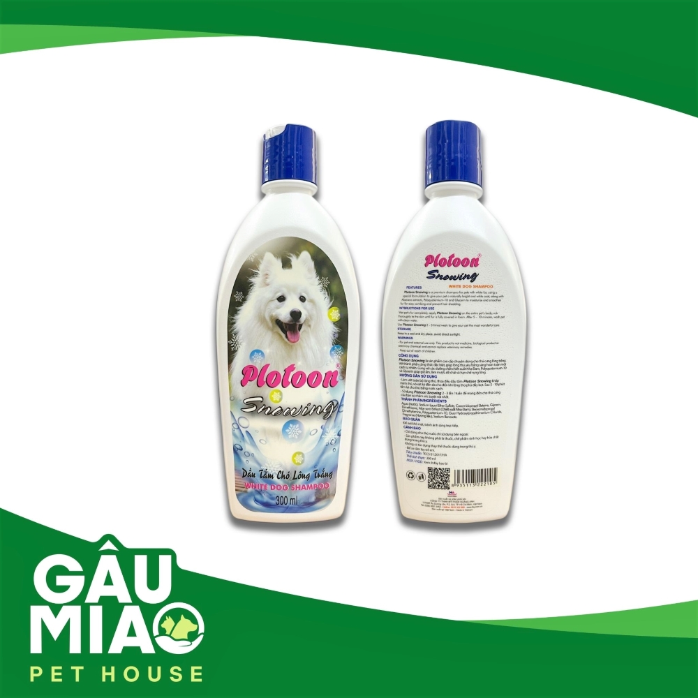 Plotoon Snowing 300ml	- Dầu tắm thú cưng lông trắng