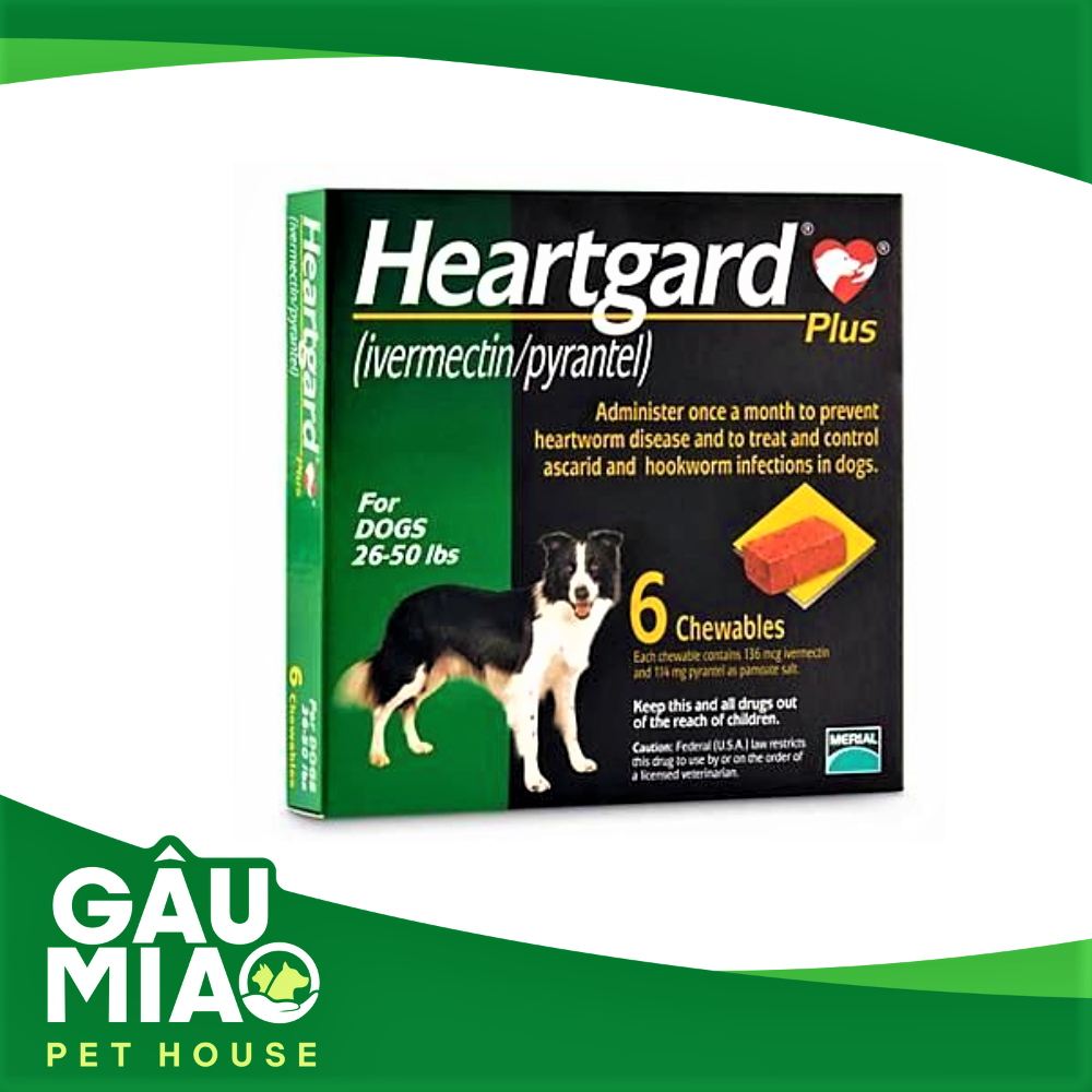 Heartgard phòng trị giun đũa, giun móc&giun tìm cho chó (1viên)