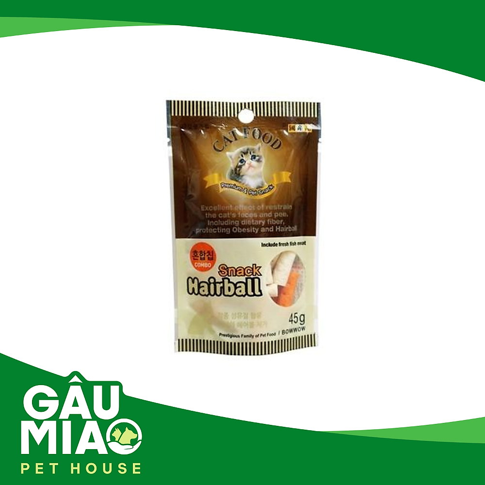 Bowwow Snack Hairball - Snack hỗn hợp cho mèo 45g
