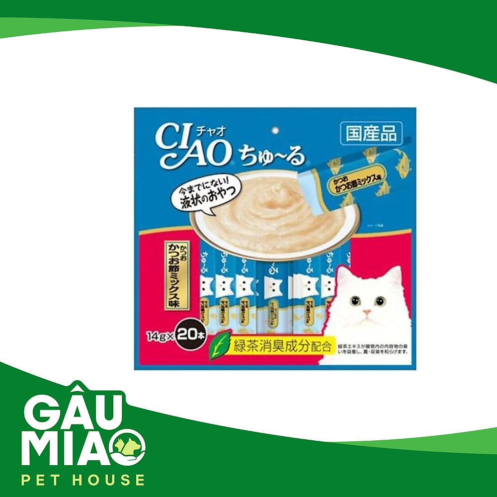 CIAO Chu Ru-Sốt dinh dưỡng cho mèo-Gói 20 tuýp 14g
