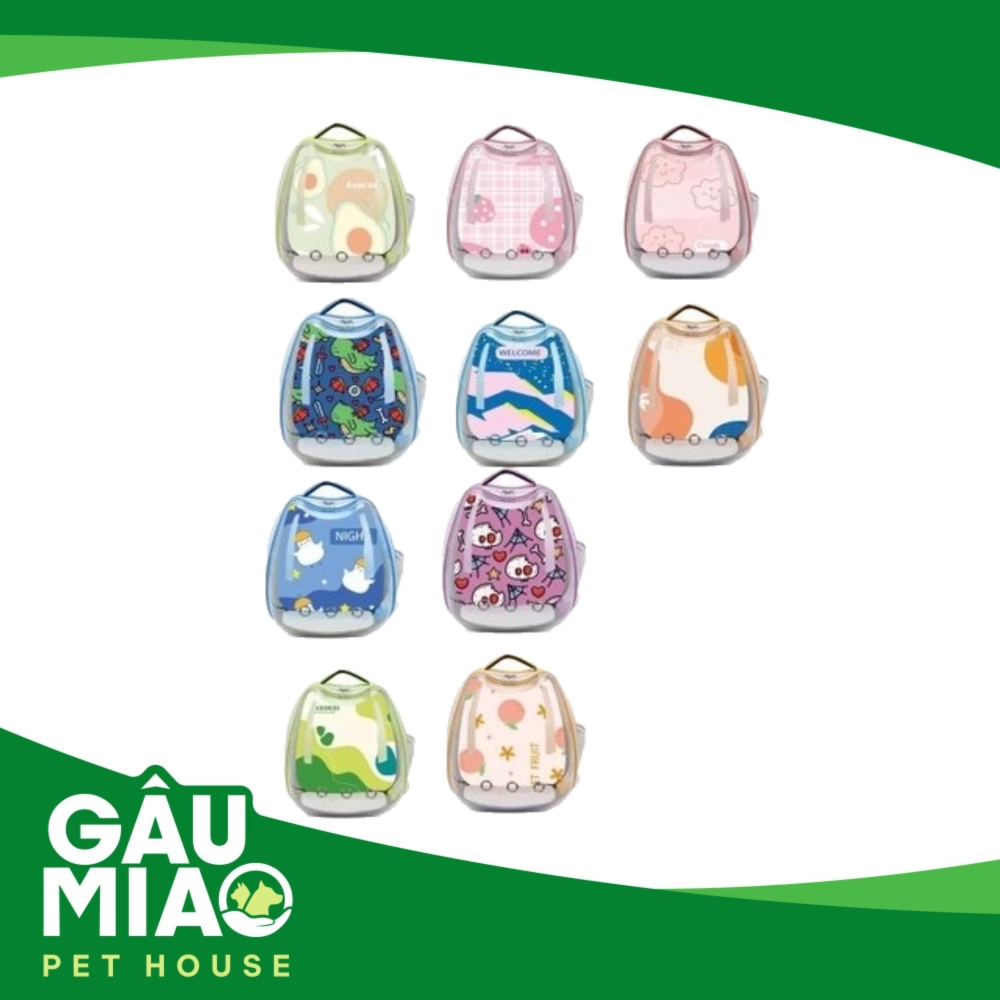 Balo hình mèo trong suốt họa tiết XB21-182 - 33*16*39cm