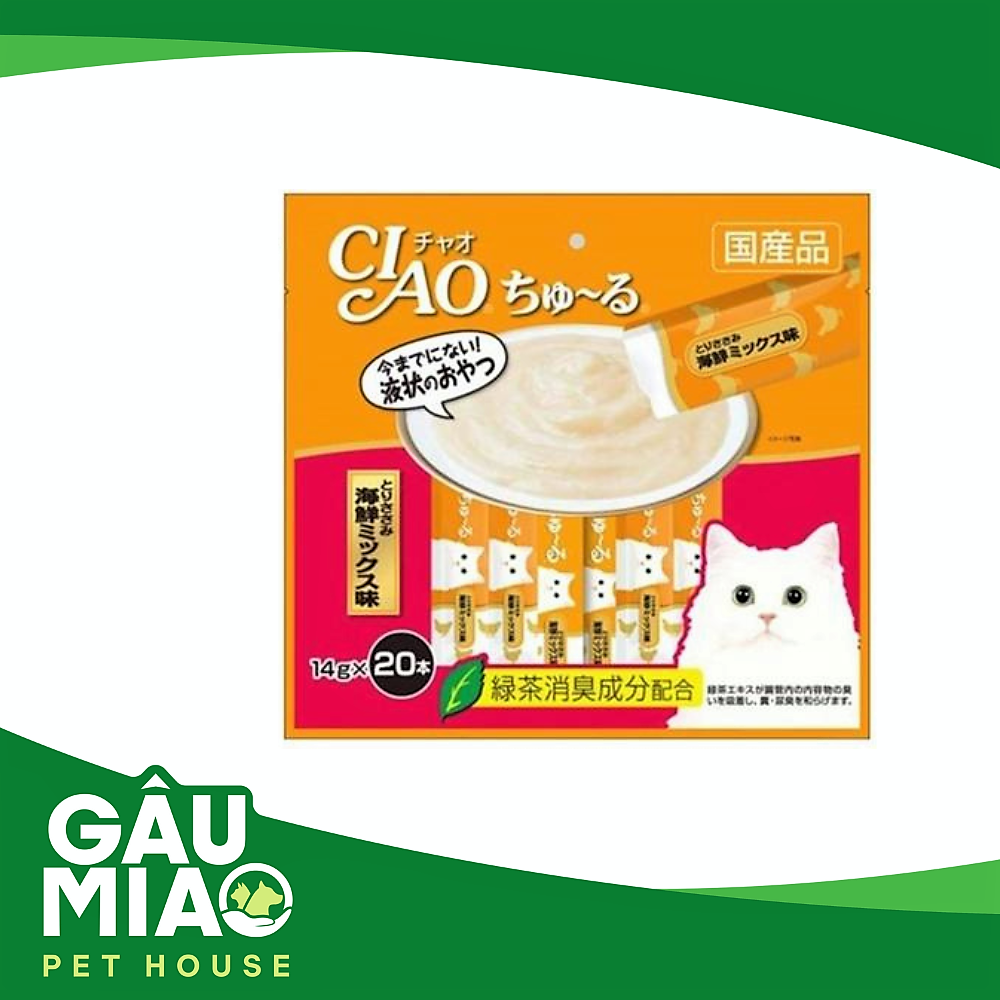 CIAO Chu Ru-Sốt dinh dưỡng cho mèo-Gói 20 tuýp 14g