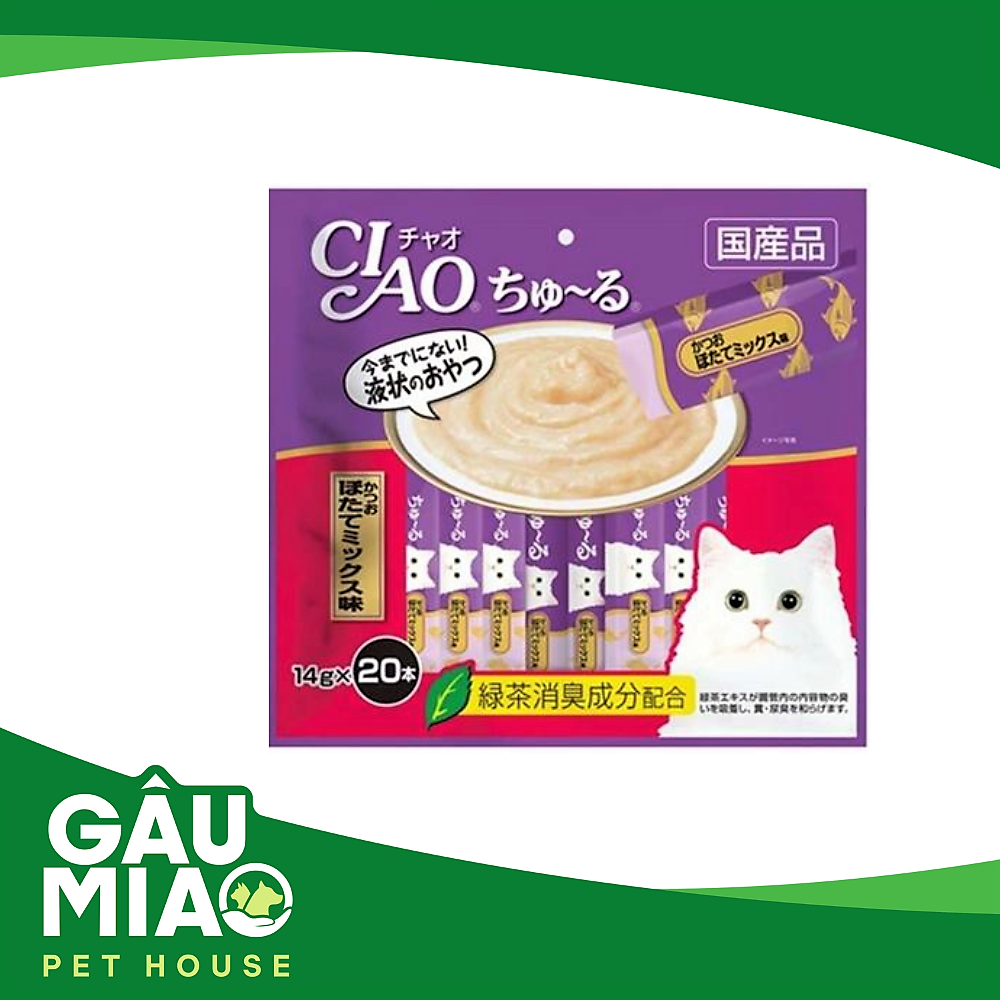 CIAO Chu Ru-Sốt dinh dưỡng cho mèo-Gói 20 tuýp 14g